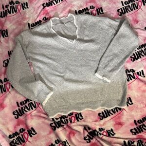 Gray V-Neck Women's Sweater